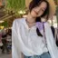 Niche Design Áo sơ mi trắng kiểu Pháp dành cho nữ mùa xuân Phong cách mới Nấm viền viền có họa tiết áo sơ mi phù hợp