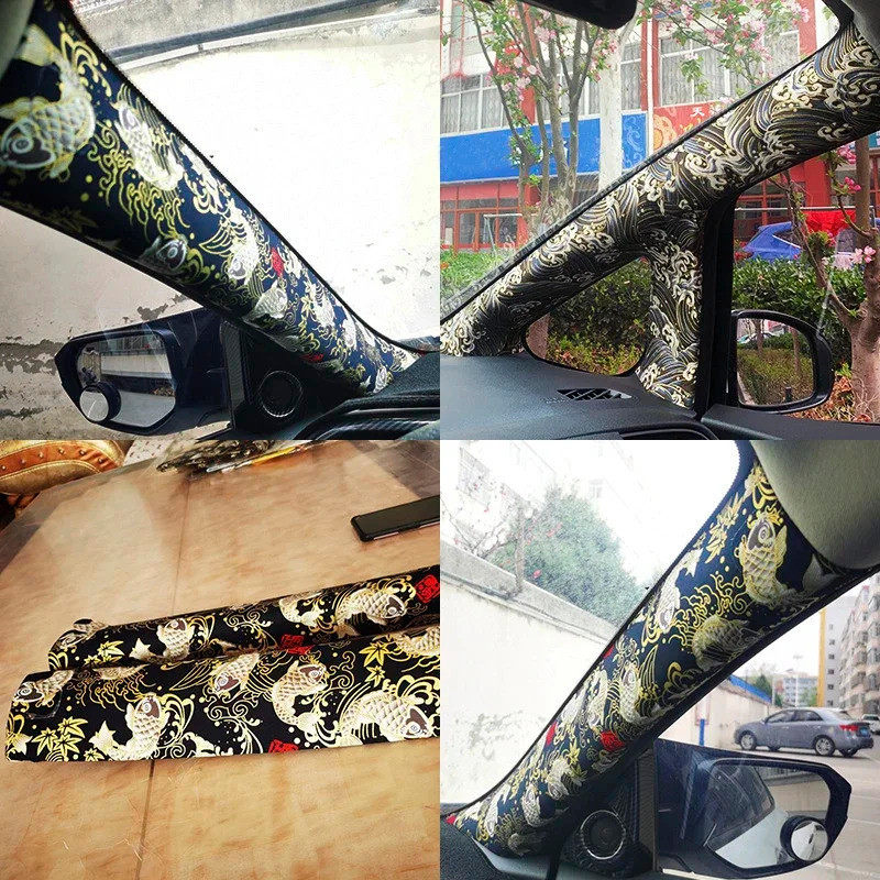 Decal Xe Đen Cá Koi Chống Mài Mòn Vải Miếng Dán Cửa Bảng Trần Trang Trí Nội Thất Phụ Kiện