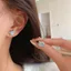 Da Báo In Nơ KT Mèo Bông Tai Nữ Bạc Kim Tinh Tế Ngọt Ngào Nhỏ Tươi Cô Gái Trái Tim Hoạt Hình Bông Tai