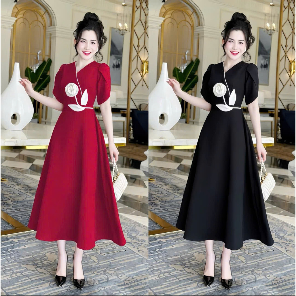 Đầm Nữ Thiết Kế Dáng Dài SANG TRỌNG Họa Tiết Thêu HOA Nữ Tính MẪU MỚI  HIYU 66 STORE