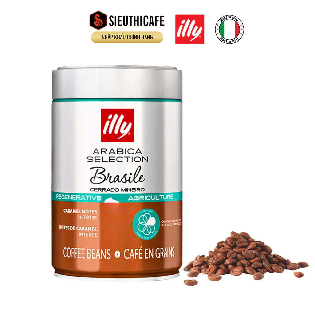 Cà Phê Hạt Illy Coffee - Arabica Brasile – 100% Arabica - Lon 250g