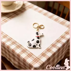 COO Vòng chìa khóa theo chủ đề chó đốm sành điệu Cặp 1 phụ kiện treo bằng da PU có vòng đính kèm kim loại