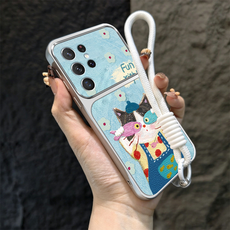 Ốp lưng cho samsung s25 s26 ultra S25 S26 plus s25 FE s26 ultra 5g vỏ điện thoại lo lắng Vỏ mềm chống sốc thiết kế mới thẩm mỹ mèo dễ thương có dây buộc cho bé gái TBDTYYM1
