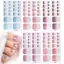 HFSHY 22 Cái / Tấm Móng Tay Stier Quấn Không Nướng Đơn Giản Màu Trơn Lấp Lánh Full Cover Móng Chân Ba Lan Dải Chống Thấm Nước Lâu Dài Tự Dính DIY Dụng Cụ Làm Móng Tay VN