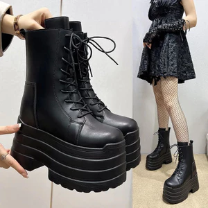 Cos Tăng Chiều Cao Giày 13cm Trắng Dày Đế Nhỏ Kích Thước Lớn Mùa Hè Truyện Tranh Triển Lãm Nền Tảng Giày Tăng Chiều Cao Giày Bốt Martin