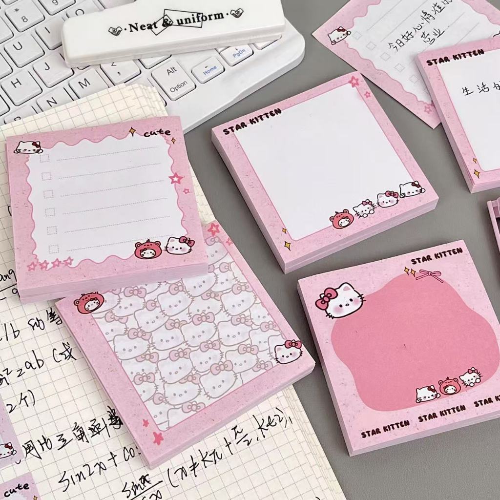Giấy note ghi chú 50 tờ kích thước 8x8cm hinh Hello Kitty siêu xinh MUNSTORE NOTEKI055