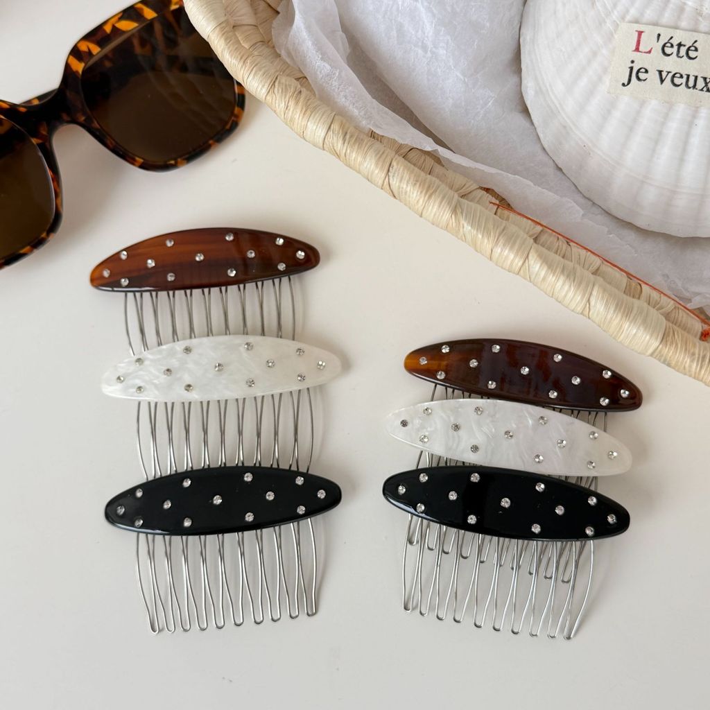 Lược chải tóc Acetate đính đá kiểu Pháp dành cho nữ