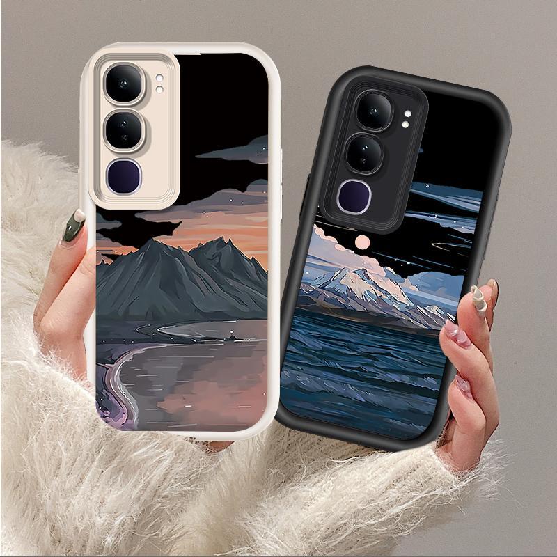 Vỏ Cho VIVO Y19S Pro Y29 4G Hoạt Hình Silicon Mềm TPU Môi Trường Núi Thiên Thần Mắt Chống Sốc Vỏ Điện Thoại
