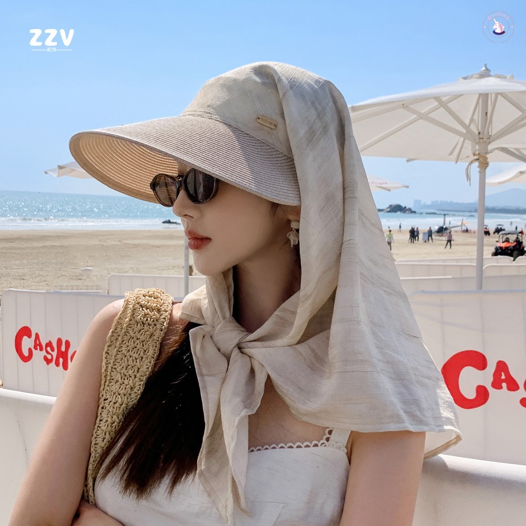 Mũ chống nắng bằng lụa dành cho nữ - Mũ mùa hè chống tia cực tím có nắp cổ