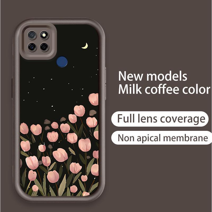 Ốp Lưng Cho Realme C12 C25 C25S C21Y C25Y C15 Narzo 30A Narzo 20 Vỏ Điện Thoại Mềm Silicon Hoạt Hình TPU Hoa Tulip Mắt Thiên Thần Ốp Lưng Chống Sốc