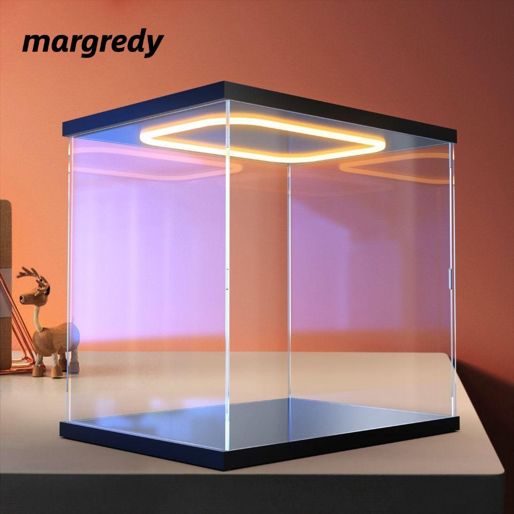 Hộp trưng bày MARGREDY, Đèn LED vòng trong suốt cao Màn hình acrylic, Hộp lưu trữ bụi acrylic Phong cách hiện đại Hộp lưu trữ chống bụi Màn hình nhân vật hành động