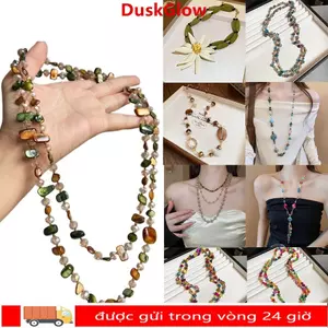 Vòng cổ cổ cổ DUSKGLOW, Vòng cổ dài đầy màu sắc Bohemian, Vòng cổ hai lớp có thể xếp chồng lên nhau thời trang dành cho nữ