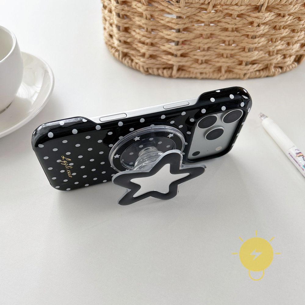Phone Case For iPhone 17 Pro Max 16 15 14 13 with Griptok TPU Magnetic Polka Dot with Griptok Polka Dot Aesthetic Korean Cute