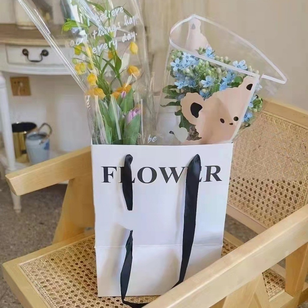 [hỏa tốc hcm] Túi giấy đựng hoa Flower kẽm nhung hoa sáp hoa len hoa xốp làm quà trang trí ANGIHOME