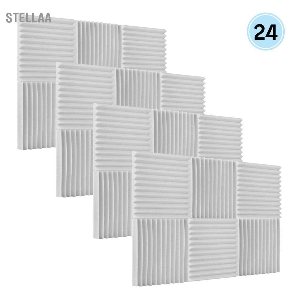 stellaa 24 Gói Tấm cách âm Tấm cách âm 12 inch Tấm chống cháy mật độ cao Eco Ariendly Trắng hoặc Đen (12 cái)