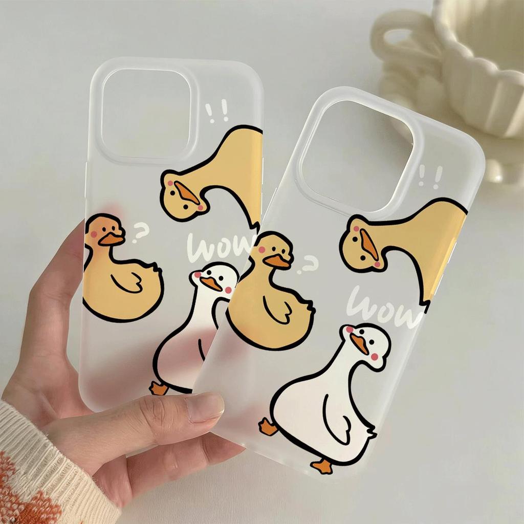 Ngỗng Lớn Trắng Nhỏ Đối với trường hợp iPhone 14Pro Da đơn giản và tươi mới