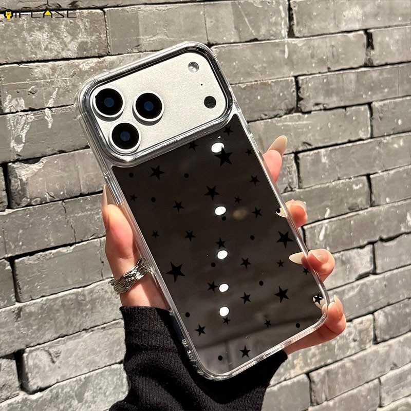Dành Cho Xiaomi 15T 15S 15 14T 14 13T 12T 12S 13 Ultra 12 Mi 11 11T 10T Pro Lite 12X Civi 5 4 Pro 3 2 1s Vỏ Điện Thoại Gương Trang Điểm Đơn Giản Ngôi Sao Đen Chấm Bi Vỏ Mềm Dễ Thương Bao da
