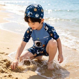 Đồ Bơi Bé Trai Mẫu Mới Set 2 Mảnh Họa Tiết Phi Hành Gia Hoạt Hình Polyester Nhanh Khô Phù Hợp Biển Hồ Bơi
