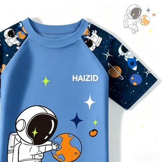 Đồ Bơi Bé Trai Mẫu Mới Set 2 Mảnh Họa Tiết Phi Hành Gia Hoạt Hình Polyester Nhanh Khô Phù Hợp Biển Hồ Bơi