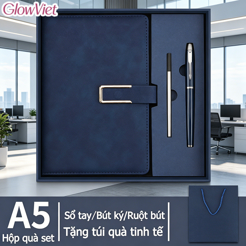 Bộ hộp quà cao cấp sổ tay,sổ da PU,hộp sang trọng, Quà tặng cao cấp, quà sinh nhật, phù hợp tặng cha, thầy cô và sếp.