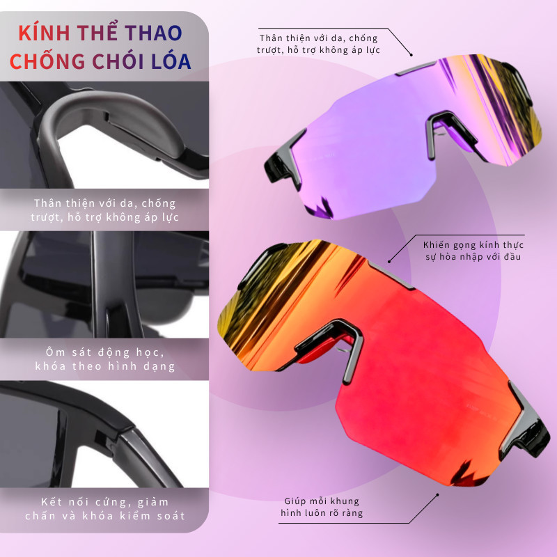 Kính Đa Năng Ngoài Trời – Tròng Phân Cực HD, Chống Lóa, Chống Bụi, Kính Râm Thời Trang Cho Chạy Bộ, Đạp Xe, Câu Cá