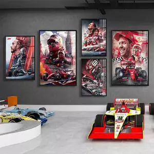 F1 Racing Schumacher Hamilton Vettel Ferrari Không Khung Vải Chống Thấm Nước Poster Treo Tường Nghệ Thuật Cho Phòng Khách Phòng Ngủ Trang Trí Nhà