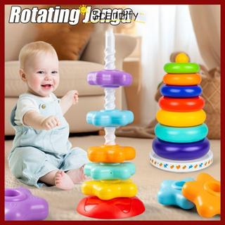 [COD] Tháp quay cầu vồng SCANDIFY, Đồ chơi giáo dục sớm Tháp nhẫn Đồ chơi xếp hình xếp chồng lên nhau cho bé, Đồ chơi xếp chồng quay Montessori thời trang Trẻ em phát triển kỹ năng vận động