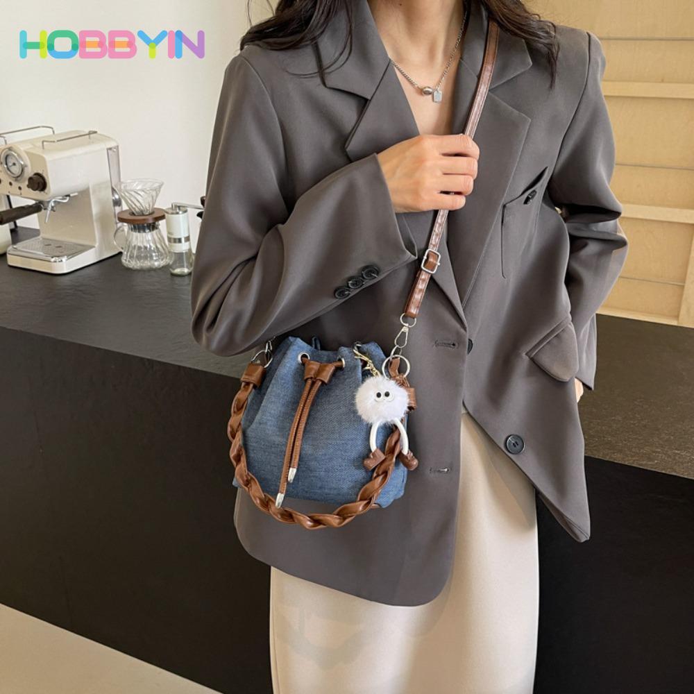 Túi xô dây rút HOBBYIN, Túi đeo vai Denim thời trang, Túi xách sáng tạo