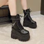 Giày Martin nữ gót cao 14cm, bốt ngắn đế dày, phong cách Punk tăng chiều cao, cosplay/triển lãm