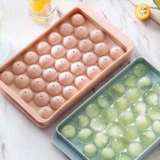 Khay làm đá thông minh Khuôn làm đá viên tròn nhựa dẻo vỉ 33 viên có nắp đậy rẻ