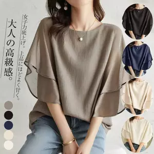 Áo sơ mi voan nữ tay ngắn cổ tròn, phù hợp phong cách sang trọng