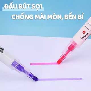 Bút Dạ Quang 2 Đầu, Bộ 6 Bút Quà Tặng Học Sinh Viết Chữ Đẹp Màu Sắc Tươi Sáng Cọ Vẽ