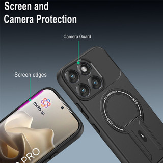 Dành Cho Motorola Moto Edge 60 Pro Ốp điện thoại Cứng Cảm Giác Da Có Chân Đế Ẩn Vỏ Từ Tính Cạnh Mềm Chống Sốc Mỏng Bao