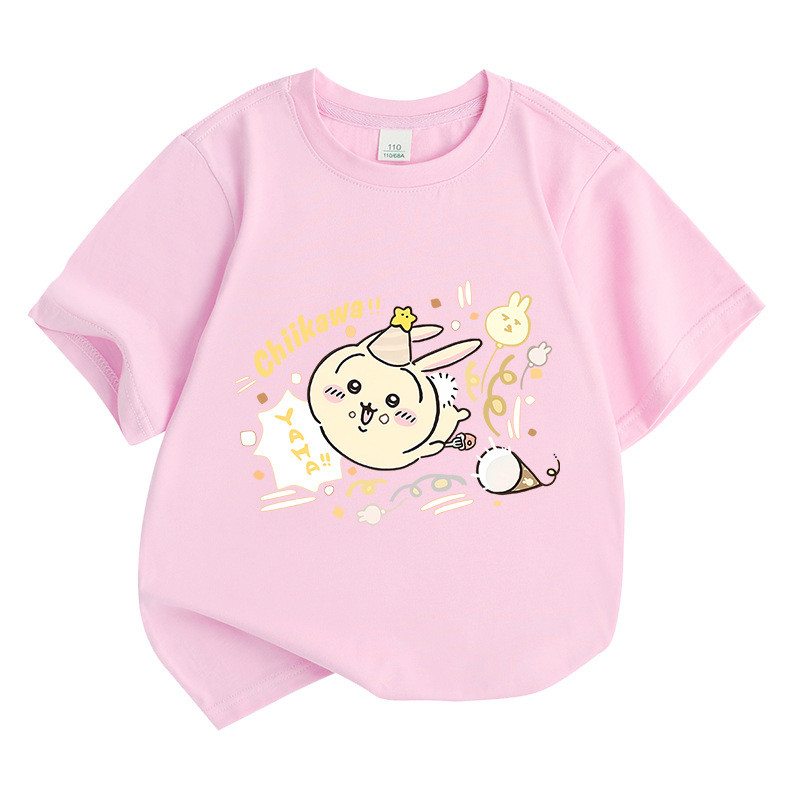 2D Sanrio Usagi Hoạt Hình Dễ Thương Trẻ Em Áo Thun Tay Ngắn Dễ Thương In Biểu Tượng Cảm Xúc Để Mặc Hàng Ngày Ngoài Trời Chơi