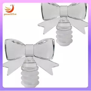 2 Gói Nút Chặn Chai Rượu Nơ Dễ Thương An Toàn Thực Phẩm Silicone & Nhựa Acrylic Chống Rò Rỉ Cho Rượu / Soda / Dầu, Quà Tặng