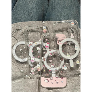 Ốp điện thoại trong suốt có nam châm hình bánh mèo dễ thương cho iPhone 15 16 17 11 12 13 14 Pro Max XR Xs Max 8 7 Plus