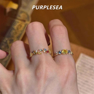 Nhẫn zircon màu mở điều chỉnh cho nữ, thiết kế ngọt ngào, đa năng, phù hợp học sinh