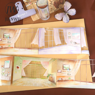 JIANWU 103mm * 5m Vintage Dream Window Phong Cảnh Chất Liệu Cắt Kéo Thêu Sò PET Băng Sáng Tạo DIY Tạp Chí Văn Phòng Phẩm