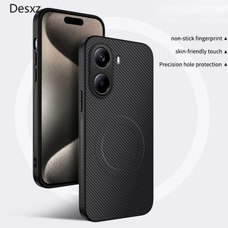 Vỏ từ tính bằng da bằng sợi Carbon cho Xiaomi Poco X7 / X7 Pro 5G Vỏ mờ sang trọng chống sốc Sạc không dây Vỏ chống sốc