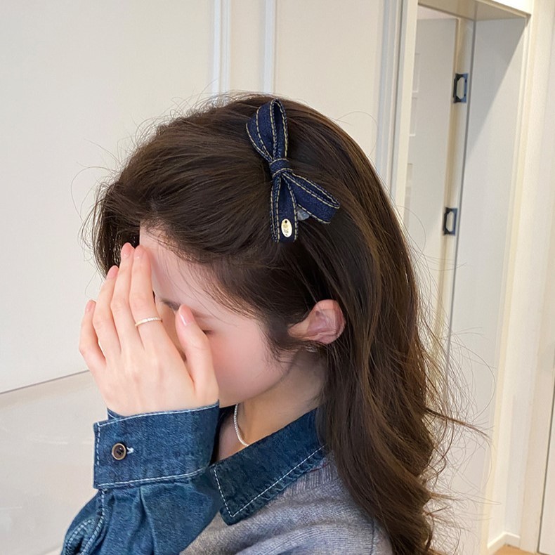 Kẹp Tóc Nơ Denim Hàn Quốc Cho Nữ