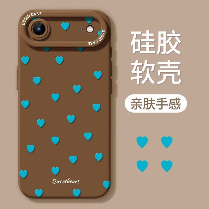 Sáng Tạo Trái Tim Xanh Thích Hợp Cho iPhone17Promax Vỏ Điện Thoại Apple 16 Dây 15 Phong Cách Mới 14 Cao Su Mềm 13