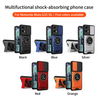 Ốp Điện Thoại Đa Năng Sang Trọng Thích Hợp Cho Motorola G35 G34 G45 5G 360 Dây 360°Giá đỡ vòng có vỏ máy ảnh Vỏ bảo vệ toàn diện chống sốc