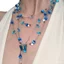 Bướm Xanh Mát Đính Hạt Nhiều Lớp Tua Rua Xếp Chồng Vòng Cổ Nữ Niche Cao Cấp choker Sang Trọng Xương Đòn Dây Chuyền