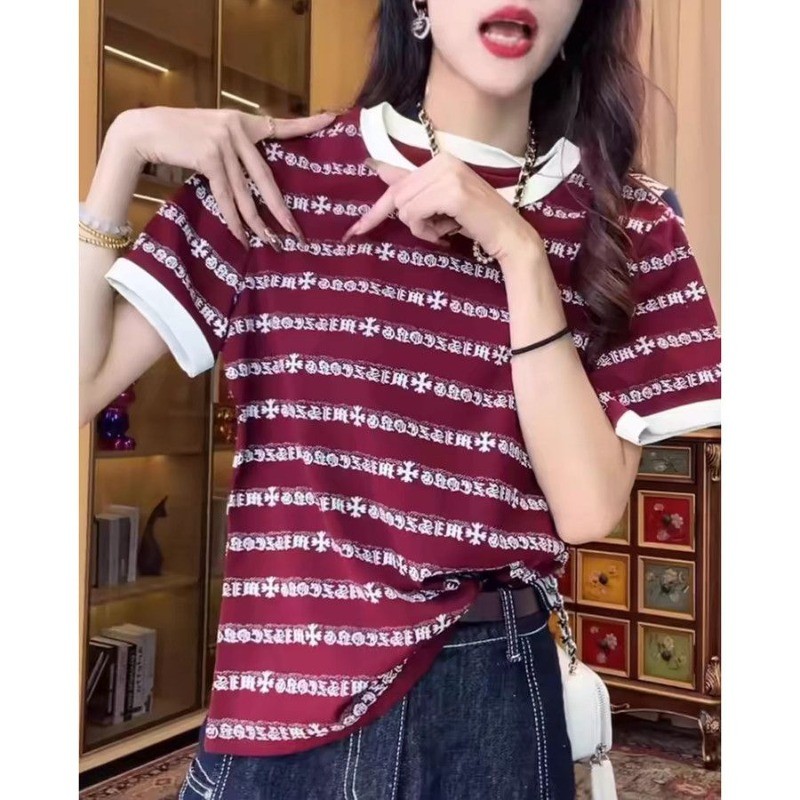 Áo thun nữ tay ngắn cổ tròn in hình mới mùa hè