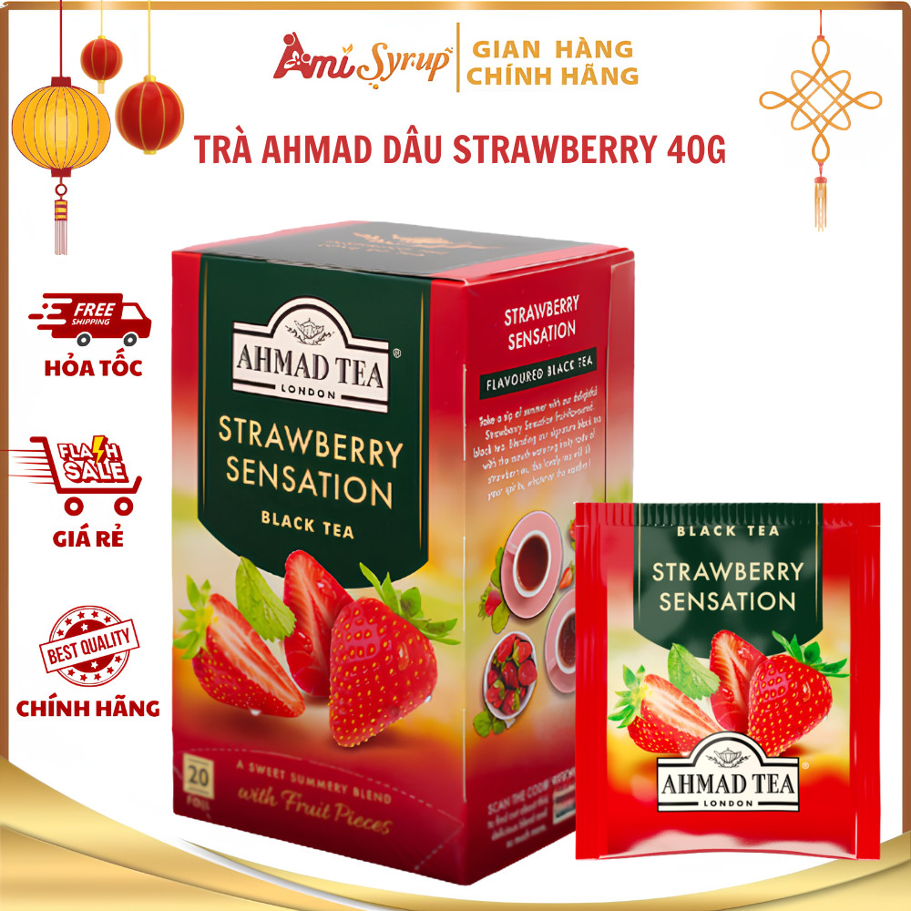 Trà Ahmad Dâu Strawberry 40g Hương Vị Dâu Thơm Ngọt Thanh Mát Tự Nhiên, Sảng Khoái Mỗi Ngày