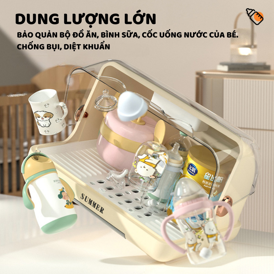 Khay Úp Bình Sữa Tiệt Trùng UVC Summer Loại Bỏ 99% Vi Khuẩn, Khay Úp Bình Sữa Có Nắp Đậy Bảo Quản An Toàn