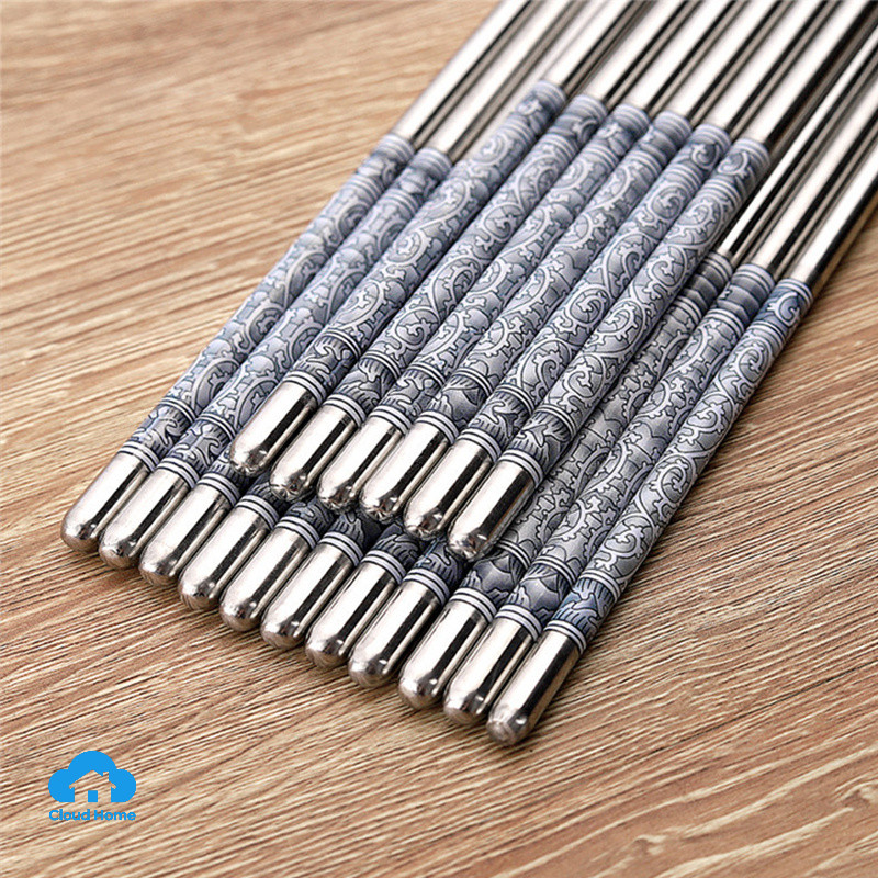 🌤️COD🌤️Đôi Đũa Inox Chống Trượt Phong Cách Trung Hoa 1 đôi đũa sứ trắng xanh inox