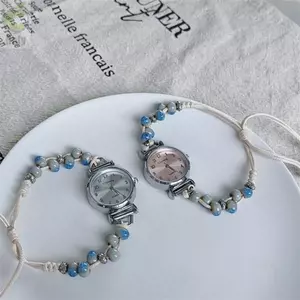 Đồng hồ thạch anh ROLY, Đồng hồ đeo tay đính cườm mặt dây chuyền, Đồng hồ đeo tay có thể điều chỉnh dành cho nữ