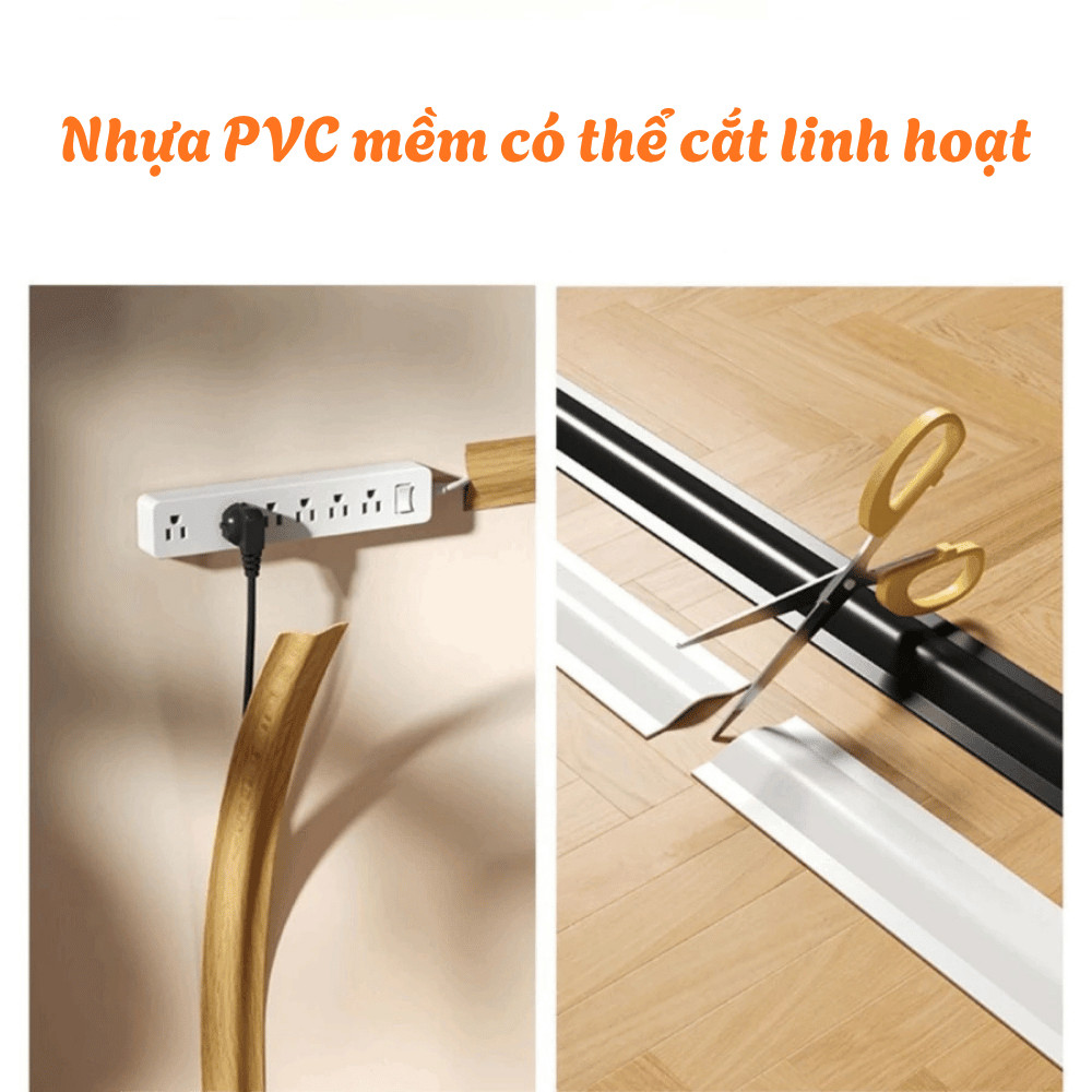 Nẹp Dây Điện HomeMate Dán Tường Chống Cháy Chống Giật, Nẹp Che Dây Điện Sàn Nhà Gọn Gàng An Toàn