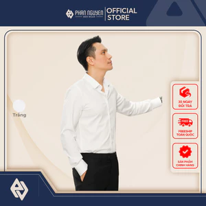 Áo sơ mi trắng nam Phan Nguyễn, chất liệu bamboo mềm mát, hút ẩm tốt, an toàn form slim fit SMD.1550